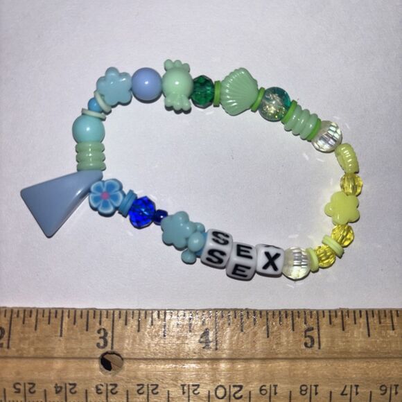 Multicolor “Sex” Bracelet Adult Humor Beaded Handmade Naughty Accessories - Picture 3 of 3